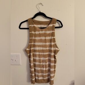 Aerie Relaxed Tan and White Cut Out Tank Top